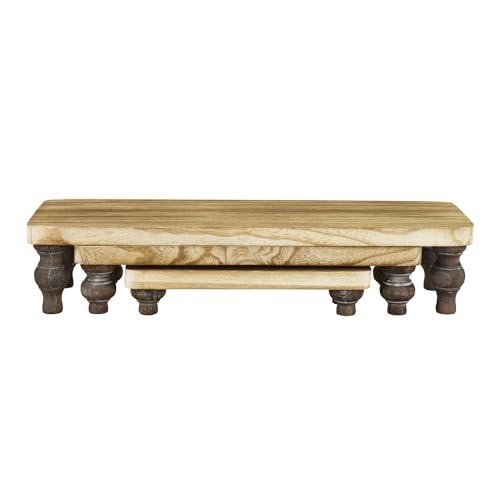 Ikee Design 3 Pcs Wooden Display Riser Stand, jewelry eyewear display stand - color: Oak, 3 pcs