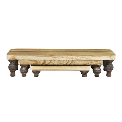 Ikee Design 3 Pcs Wooden Display Riser Stand, jewelry eyewear display stand - color: Oak, 3 pcs