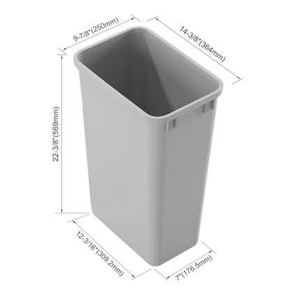 Dowell 50QT Wastebasket Trash Container, 13Gal, Plastic, Stackable, for Kitchen/Bathroom/Office,Tall Trash Can 22-3/8"H (Grey 4000 50 04) - size: 52.8Qt - 1 Pack
