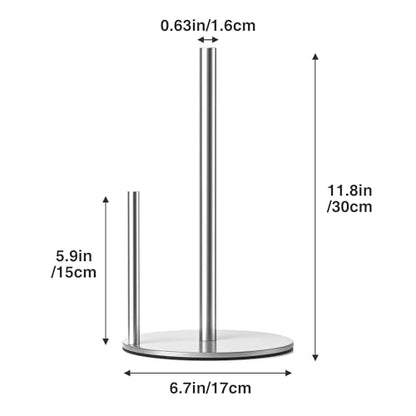 Paper Towel Holder Silver Stainless Steel Kitchen Countertop Roll Organizer - color: Silver