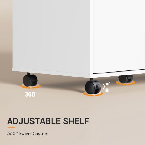 DEVAISE 5 Drawer Wood Storage Cabinet, Office Drawer Cabinet, White - color: White - 1 Large + 4 Small