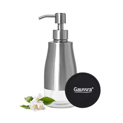 Gaussra Soap Dispenser with Coaster and Stickers - 11 OZ / 320 ML - color: Brushed Nickel