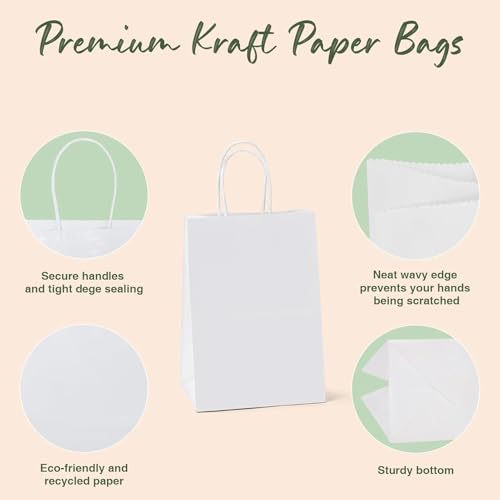 GSSUSA White Gift Bags 5.25x3.75x8 400Pcs, Paper Bags with Handles Bulk for Small Business - color: White, size: 5.25x3.75x8 Inch (Pack of 400)