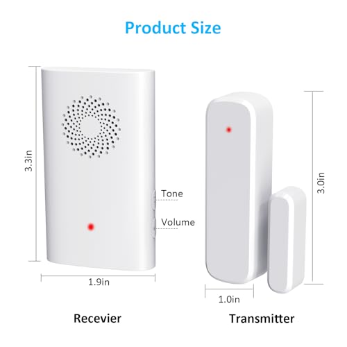 Wireless Door Chime, Door Sensor Chimes When Door Opens/Business Entering - size: 1 Receiver +2Sensor