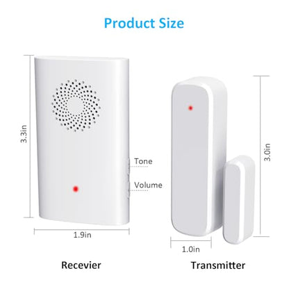 Wireless Door Chime, Door Sensor Chimes When Door Opens/Business Entering - size: 1 Receiver +2Sensor