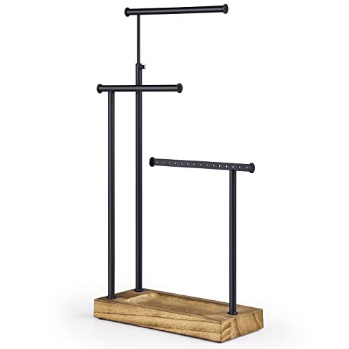 SRIWATANA Carbonized Black Jewelry Organizer Stand, Tall Necklace Holder - color: carbonized black and black