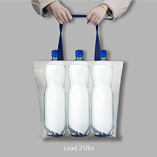 TOPDesign 2-Pack Canvas Tote Bags with Magnetic Snap, Reusable Grocery Shopping Bags, DIY Your Creative Designs - color: Natural / Blue
