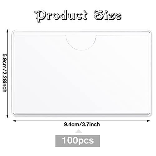 Chinco 100 Self Adhesive Pocket Index Card Pockets Index Card Holder Storage Tote Labels Pockets Sleeves with Top Open for Business, Clear Plastic Sticky Labels Holders for Storage Bins Totes Shelves - size: 3.7 x 2.28''