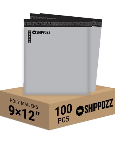 Shippozz 9x12 Poly Mailers 100 Pack, Durable Waterproof Polymailers for Shipping Clothes, Self Seal Mailing Bags for Small Business Packaging Supplies, Mailing Envelopes for Books, and Accessories - size: 9 x 12 (100pcs)