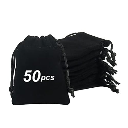 Shintop 50Pcs Little Velvet Jewelry Bags, 3x4 Inch Black Gift Pouches - color: Black, size: 1 Count (Pack of 50)