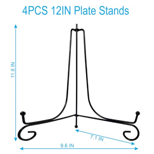 HENABLE 4PCS Premium Black Iron Plate Stands for Display Large 12 Inch - size: 4PCS 12IN
