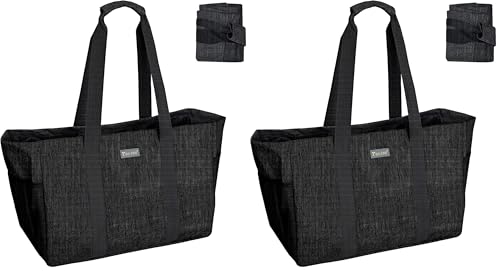 BALEINE Soft 9 Gallon Extra Large Utility Tote, Foldable Reusable Storage Bag (Charcoal Black) (Pack of 2) - color: Charcoal Black, size: 2-Pack