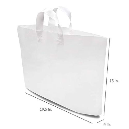 Prime Line Packaging Heavy Duty Plastic Shopping Bags, 19.5x4x15, 50 Pack - color: White