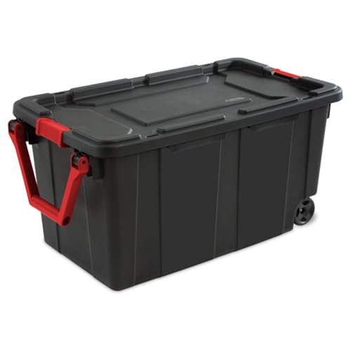 Sterilite Industrial Storage Tote w/Wheels for Garage, 40 Gallon, 4-Pack