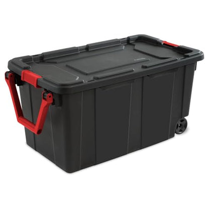 Sterilite Industrial Storage Tote w/Wheels for Garage, 40 Gallon, 4-Pack