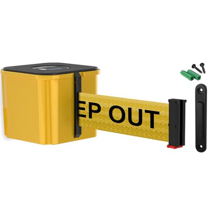 Wall Mounted Yellow Retracta-Belt 15' Do Not Enter Belt Barrier - color: Yellow Case w/ Danger Keep Out Belt, size: 15' Belt