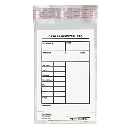 BankSupplies Cash Transmittal Bags Tamper Evident 6W x 9H Case of 100 - color: Clear, size: 6 x 9 inches | Case of 100