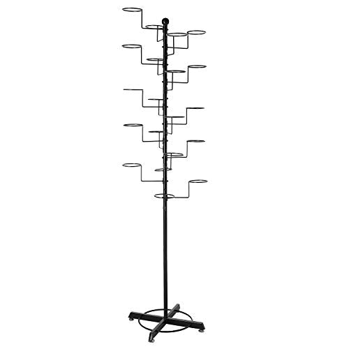 MyGift Large Free Standing Hat Rack Stand, Baseball Cap Organizer Holder, Retail Wig Display with 20 Customizable Circular Hooks, Cowboy Hat Tree, Black Metal - color: Black