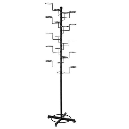 MyGift Large Free Standing Hat Rack Stand, Baseball Cap Organizer Holder, Retail Wig Display with 20 Customizable Circular Hooks, Cowboy Hat Tree, Black Metal - color: Black