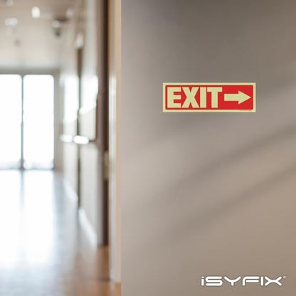 iSYFIX Exit Stickers Signs Directional Right Arrow 2 Pack 12x4 Inch - color: Sticker Right Glow, size: 2 Pk 12x4