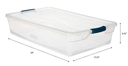 Rubbermaid Cleverstore Clear 41 QT Pack of 6 Stackable Plastic Storage Containers with Durable Latching Clear Lids - size: 41 Quart - 6 Pack