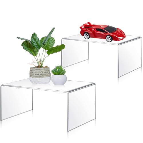 RattanView 2 Pcs 10''，12'' Clear Acrylic Shelf Riser, 5mm Thick - color: Clear, size: 10 Inch, 12 Inch, 5 mm
