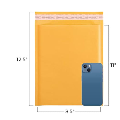 Fuxury Kraft Bubble Mailers 8.5x12 Inch 500 Pack Self Seal Padded Envelopes - color: Yellow, size: 8.5x12" 500PC