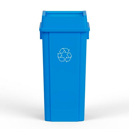 23 Gallon Blue Square Commercial Trash Garbage Can with Lid | Outdoor Office Restaurant School Kitchen - color: Blue, size: 23 Gallon, style: Trash Can with Lid