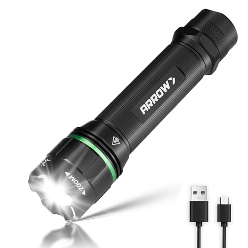 Arrow Rechargeable Bright LED Flashlights 1000 Lumens with 4 Lighting Modes