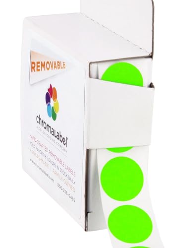 ChromaLabel Removable Sticker Dots, 3/4 Inch Fluorescent Green, 1000/Box - color: Fluorescent Green, size: 3/4"