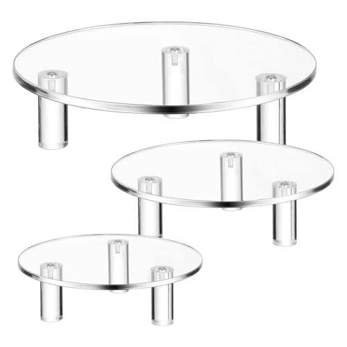 Lineshading 3 Pcs Round Acrylic Riser, Clear Round Display Stands - size: 8'',10'',12'', style: Round