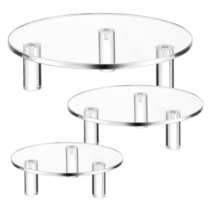 Lineshading 3 Pcs Round Acrylic Riser, Clear Round Display Stands - size: 8'',10'',12'', style: Round