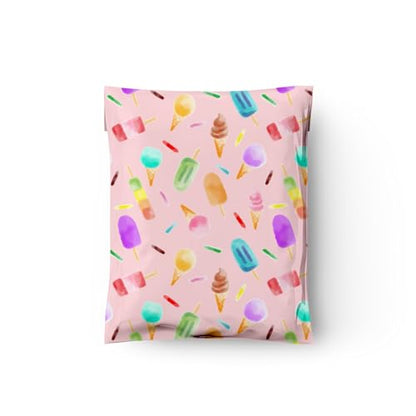 10x13 (100) Ice Cream Treats Summer Designer Poly Mailers Waterproof Self Sealing Tear Resistant Polymailers Shipping Envelopes Premium Printed Bags For Small Businesses - color: Ice Cream, size: 10x13 inches
