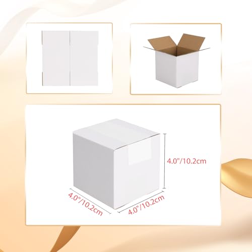Calenzana 4x4x4 Shipping Boxes Set of 50, Small Corrugated Cardboard Box for Mailing Packing Gifts, White - size: 4x4x4