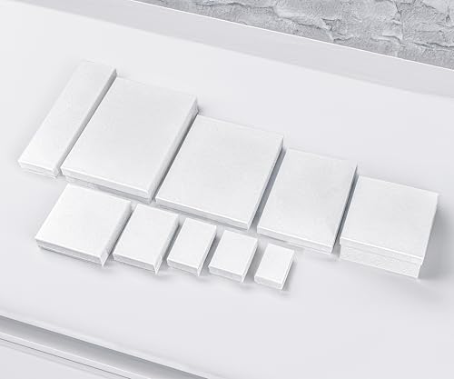 TheDisplayGuys 25 Cardboard Gift Jewelry Boxes w/Paddings #53-5.4x3.9x1 - color: White Swirl