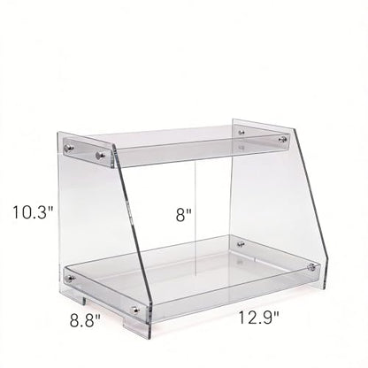ROYALITA 2 Tier Shelf Bathroom Countertop Organizer Makeup Display Shelf - color: Gray