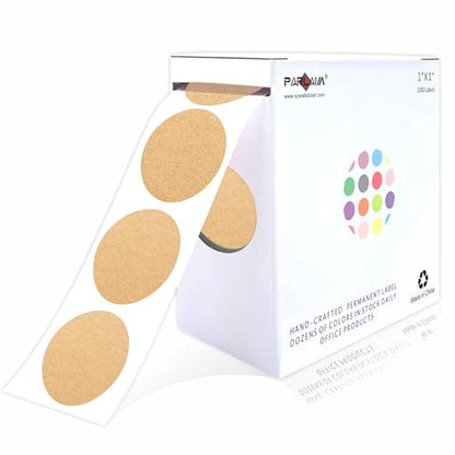 1" Kraft Paper Round Color Coding Label,1000 Stickers in Dispenser Box - color: Kraft Paper, size: 1 Roll-1000PCS