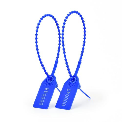 200pcs Plastic Security Tamper Seals Shipping Tags Disposable Signage Numbered Pull Tight Padlock Safety Self-Locking Seal Ties Tag, Deep Blue - color: Deep Blue, size: 200pcs