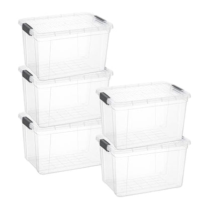 Superio 26.5 Quart Clear Plastic Storage Boxes with Lids, Stackable Organizer Containers, BPA-Free Storage Bins for Home, Office, School & Dorm, 5 Pack - size: 26 Quart