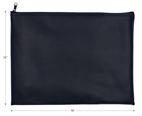 Carousel Checks Inc. XL Zipper Bank Deposit Bag, 12 by 16 Inches, Black, Pack of 5 - size: 5
