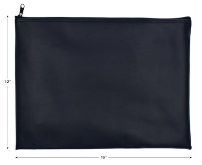 Carousel Checks Inc. XL Zipper Bank Deposit Bag, 12 by 16 Inches, Black, Pack of 5 - size: 5