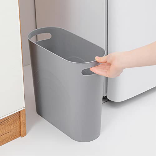 rejomiik Small Bathroom Trash Can, 3.5 Gallon Slim Garbage Can, Gray - color: Grey, size: 1 pack