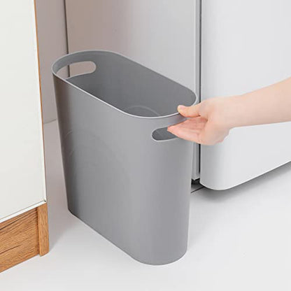 rejomiik Small Bathroom Trash Can, 3.5 Gallon Slim Garbage Can, Gray - color: Grey, size: 1 pack