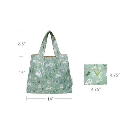 allydrew Medium Foldable Tote Nylon Reusable Grocery Bag (Set of 2) - color: Easter Bunny