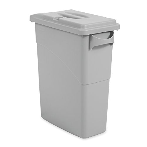Rubbermaid Commercial Products Slim Jim Confidential Document Trash Can with Lid, 16-Gallon, Gray, Keyed Lock for Secure Disposable of Documents - size: 16G Container with Lid