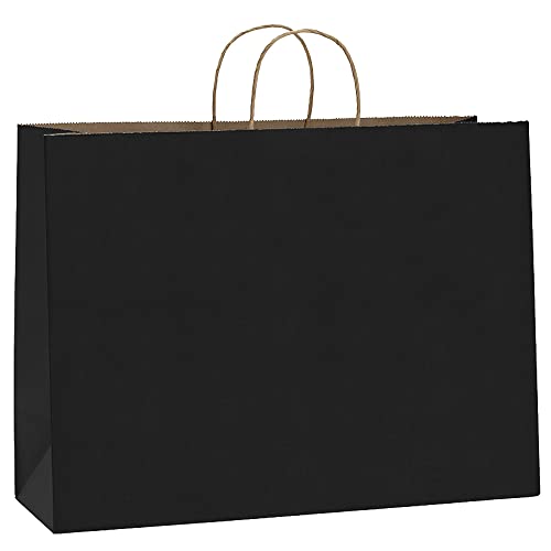 BagDream Kraft Black Paper Bags with Handles 16x6x12 Inch Large 100Pcs Bulk - color: Black