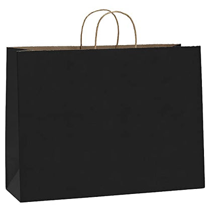 BagDream Kraft Black Paper Bags with Handles 16x6x12 Inch Large 100Pcs Bulk - color: Black