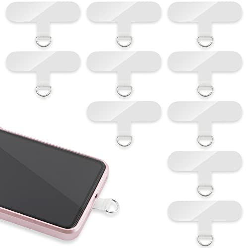 Phone Tether Tab, 10 Pieces Universal Phone Lanyard Patch Without Adhesive,Phone Lanyard Replacement Part for Cell Phone Strap(Transparent) - color: Transparent