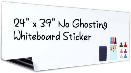 HAMIGAR White Board Dry Erase, 24" x 39" Self-Adhesive Sticker, No Ghosting - size: 39"W x 24"H