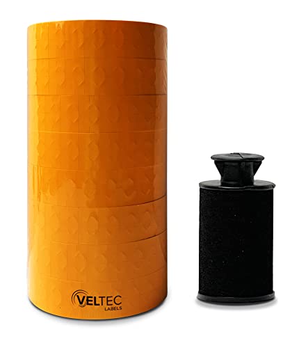 Orange Labels for Monarch 1131 One-Line Price Gun – 1 Sleeve, 20,000 Labels, Pricemarking with Security Slits and Free Ink Roller - color: Orange